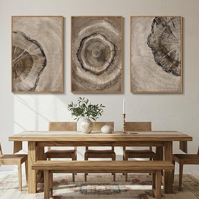 Large Framed Neutral Vintage Wall Art - Image 8