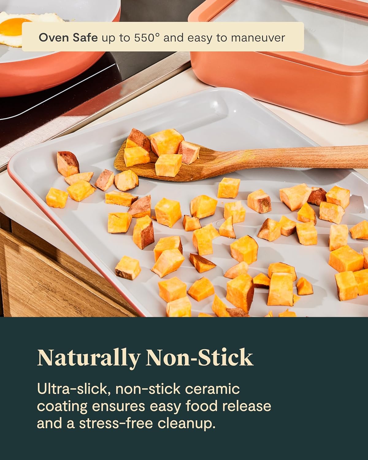 Caraway Non-Stick Ceramic Medium Baking Sheet - Naturally Slick Ceramic Coating - Non-Toxic, PTFE & PFOA Free - Perfect for Baking, Roasting, and More - Medium (15" x 10") - Slate