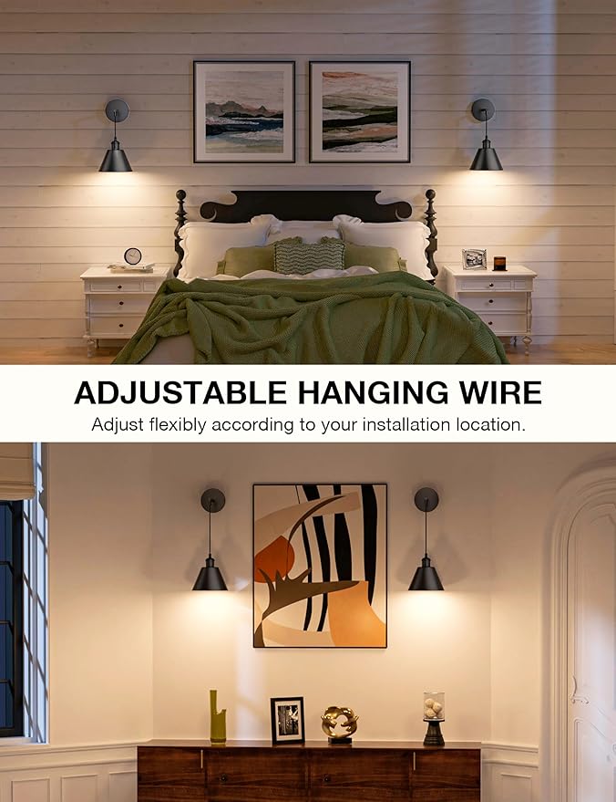 NIORSUN Matte Black Battery Operated Wall Sconce Set of 2, 5200mAh Dimmable - Image 7