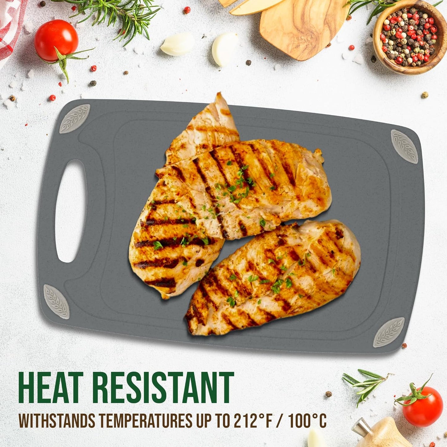 2-Piece Reversible Cutting Board Set Made from Natural Food Grade Wheat Straw Material - Eco-Conscious Alternative to Plastic - Gluten Free & BPA Free Chopping Boards for Kitchen