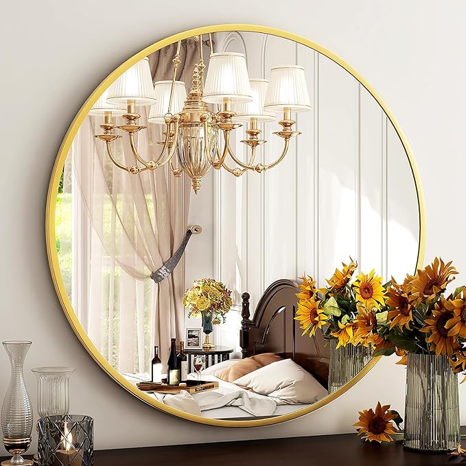 HARRITPURE Round Mirror 30 Gold Wall Mounted Circle Mirrors Vanity Mirror - Image 2
