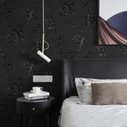 Black Peel and Stick Wallpaper Silk Embossed Floral Contact Paper - Image 5