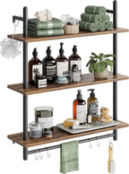 Bestier 3 Tier Industrial Pipe Shelving, Floating Book Shelves - Image 7