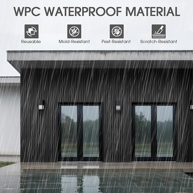 WPC Slat Wall Panels 16 Pack 48" x 6.6", Waterproof Fluted Wall Paneling - Image 3