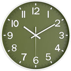 Silent Wall Clock Non-Ticking Battery Operated – Modern Olive Green Analog Wall by lanktoo