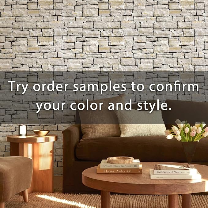 Commomy 12 pcs Faux Stone 3D Wall Panels Peel and Stick - Image 2