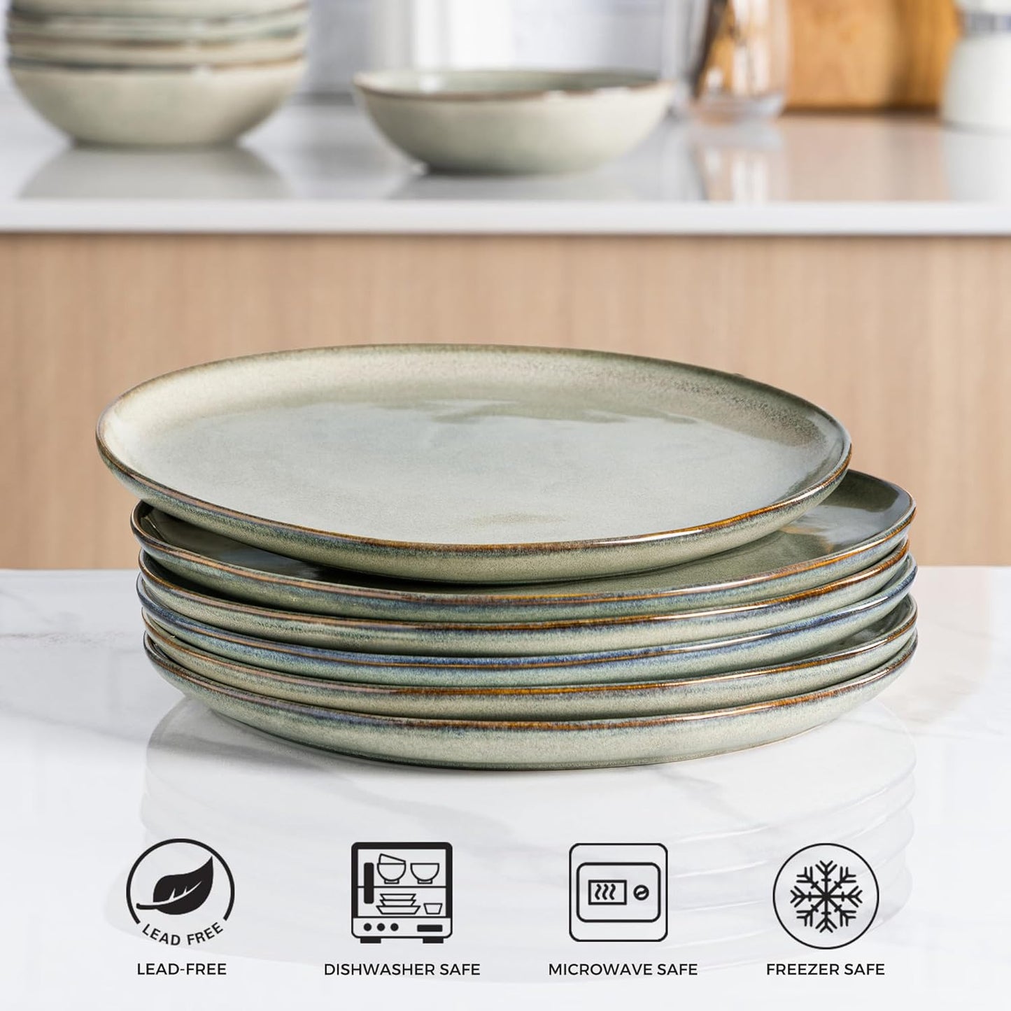 AmorArc Ceramic Plates Set of 6,8.5 Inch Handmade Reactive Glaze Stoneware Plates set for Dessert,Salad,Appetizer,Small Dinner Plates,Microwave & Dishwasher Safe,Scratch Resistant