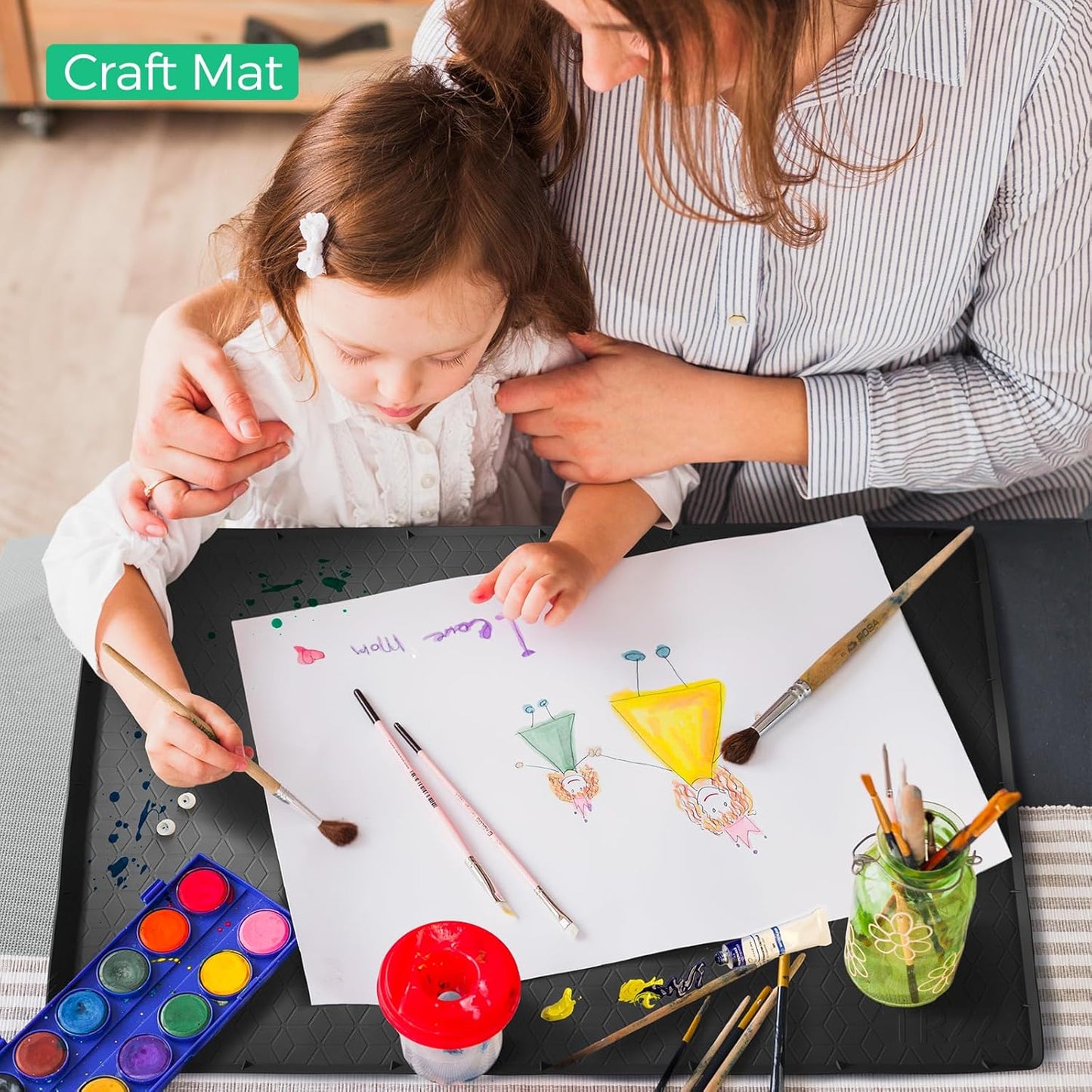 TRZZ Silicone Waterproof Under Sink Mat 34" x 22", Drip Tray and Cabinet Liner for Kitchen and Bathroom, Prevents Water Damage and Organizes Cabinets (Black)