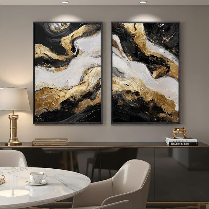 Framed Gold Abstract Wall Art Set of 2 - Image 4
