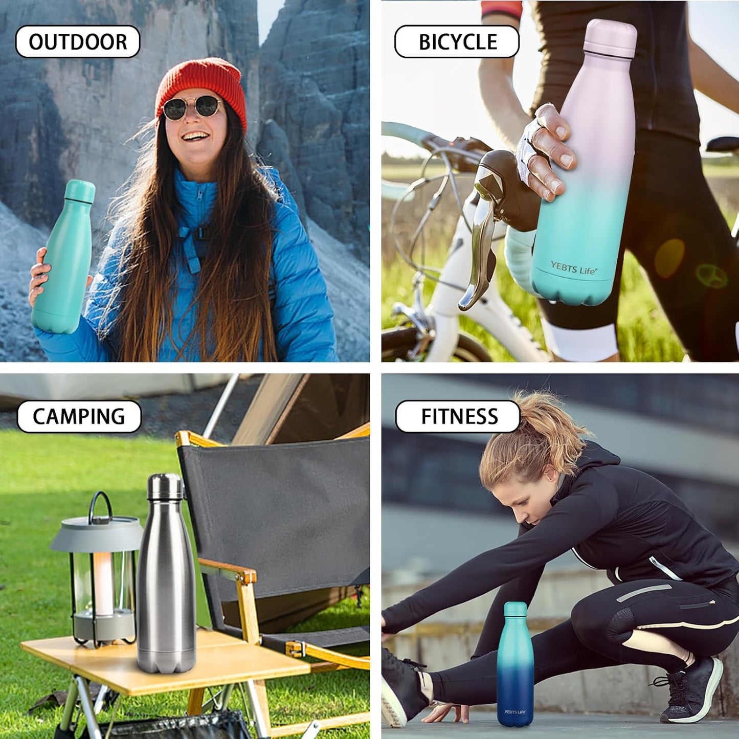 Insulated Water Bottle,12oz Stainless Steel Water Bottles with straw lid,Metal Sports Water Bottles for Boys,Girls,Double Wall Vacuum BPA-Free Flask for School, Sports & Travel (Sunset & Sea)