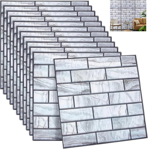 12PCS 3D Wall Panels Peel and Stick Foam Faux Brick Wall Panels, Self-Adhesive by GLASSWINDS