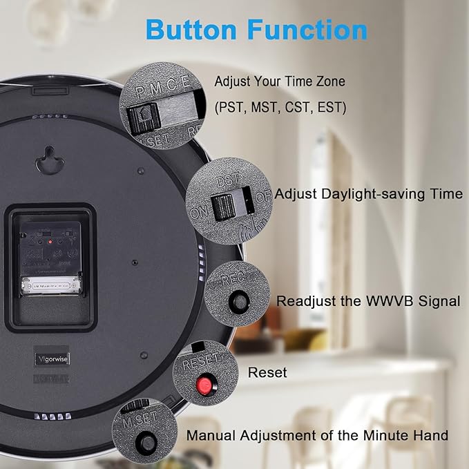 Atomic Analog Wall Clock, 14Inch Radio Controlled Sets Automatically Wall Clock - Image 5
