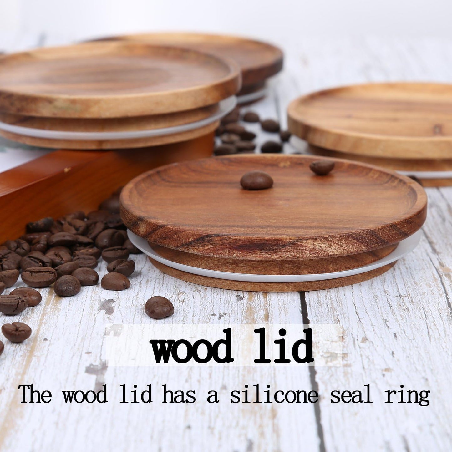 KKC HOME ACCENTS Clear Borosilicate Glass Storage Canister with Airtight Wood Lids,Air Tight Sealed Glass Jar for Loose Leaf Tea,Grinder Coffee,Coffee Beans,Matcha,39 Fluid Ounces