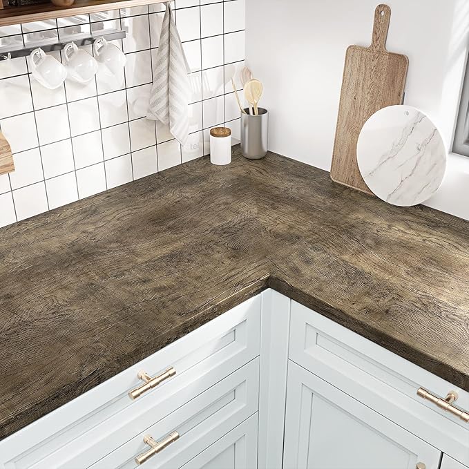 WESTICK Wood Countertop Wallpaper 394" x 15.8" Vintage Brown Wood Contact Paper - Image 4