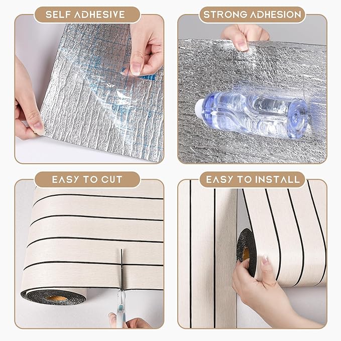 VEELIKE Wide White Oak Wood Slat Wall Panels Peel and Stick 3D Wood Panel - Image 9