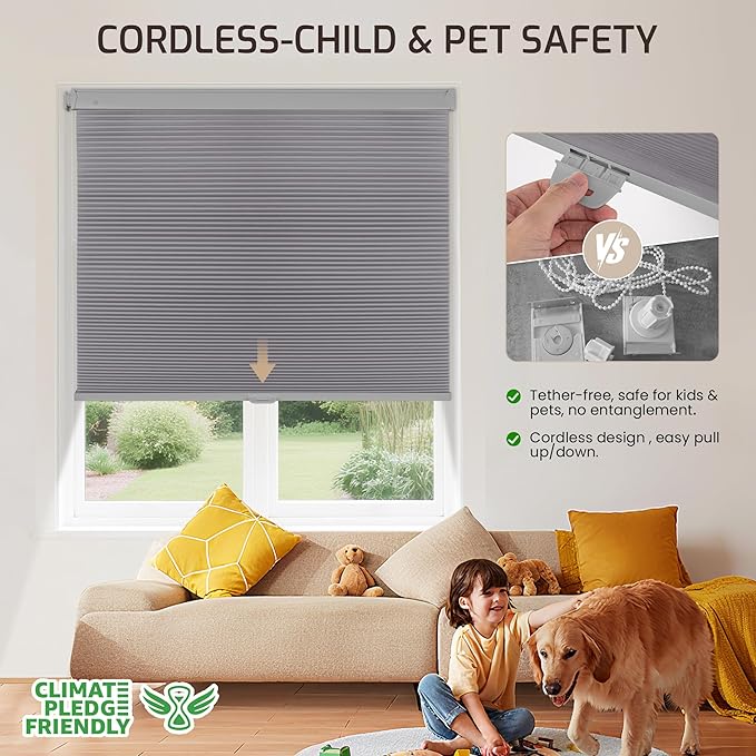 Grandekor No Drill No Tools Cordless Cellular Shades, 45.5" W x 64" H, UV - Image 4