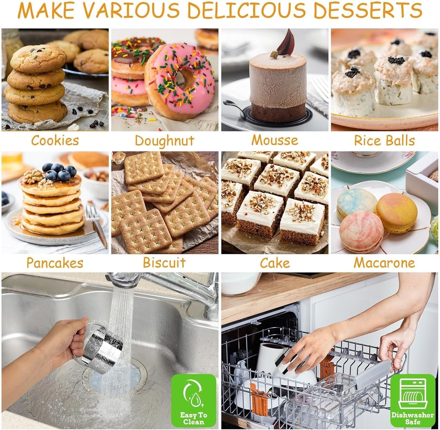 Cookie Biscuit Cutters for Baking Set of 10 pcs, Square and Round Cookie Biscuit Cutters Set with Handle, Small Cookies Biscuits Pastry Brownie Cutter Cake Cutter Tool