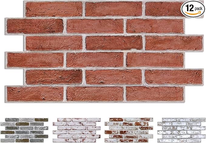 COMSTICKC 3D Faux Brick Wall Panel Peel and Stick, 3D Brick Wall Stickers by COMSTICKCDECOR