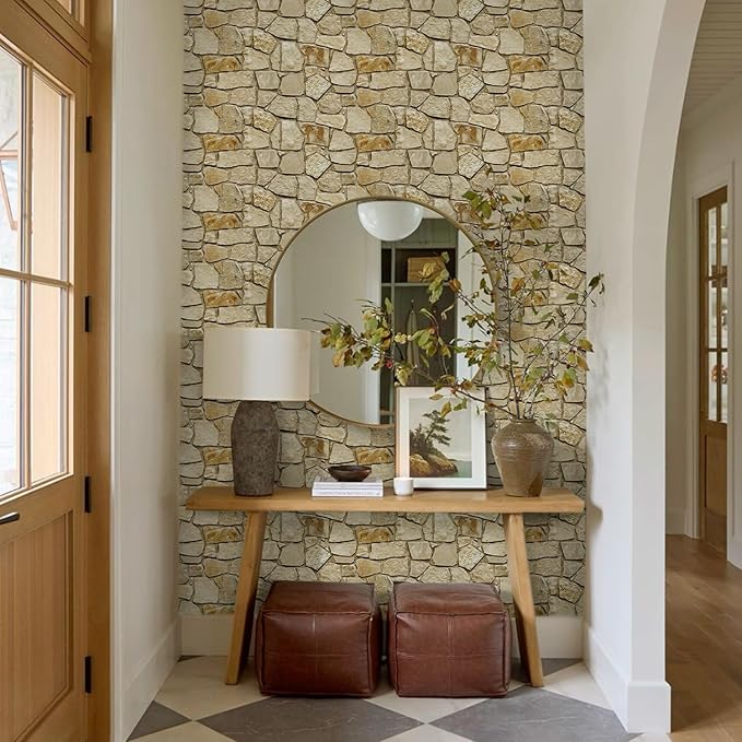 Commomy 12 pcs Faux Stone 3D Wall Panels Peel and Stick - Image 8