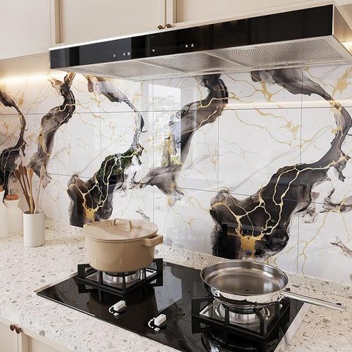 10pcs Peel and Stick Tile Shower Waterproof Marble Tiles Wall Panels, - Image 2
