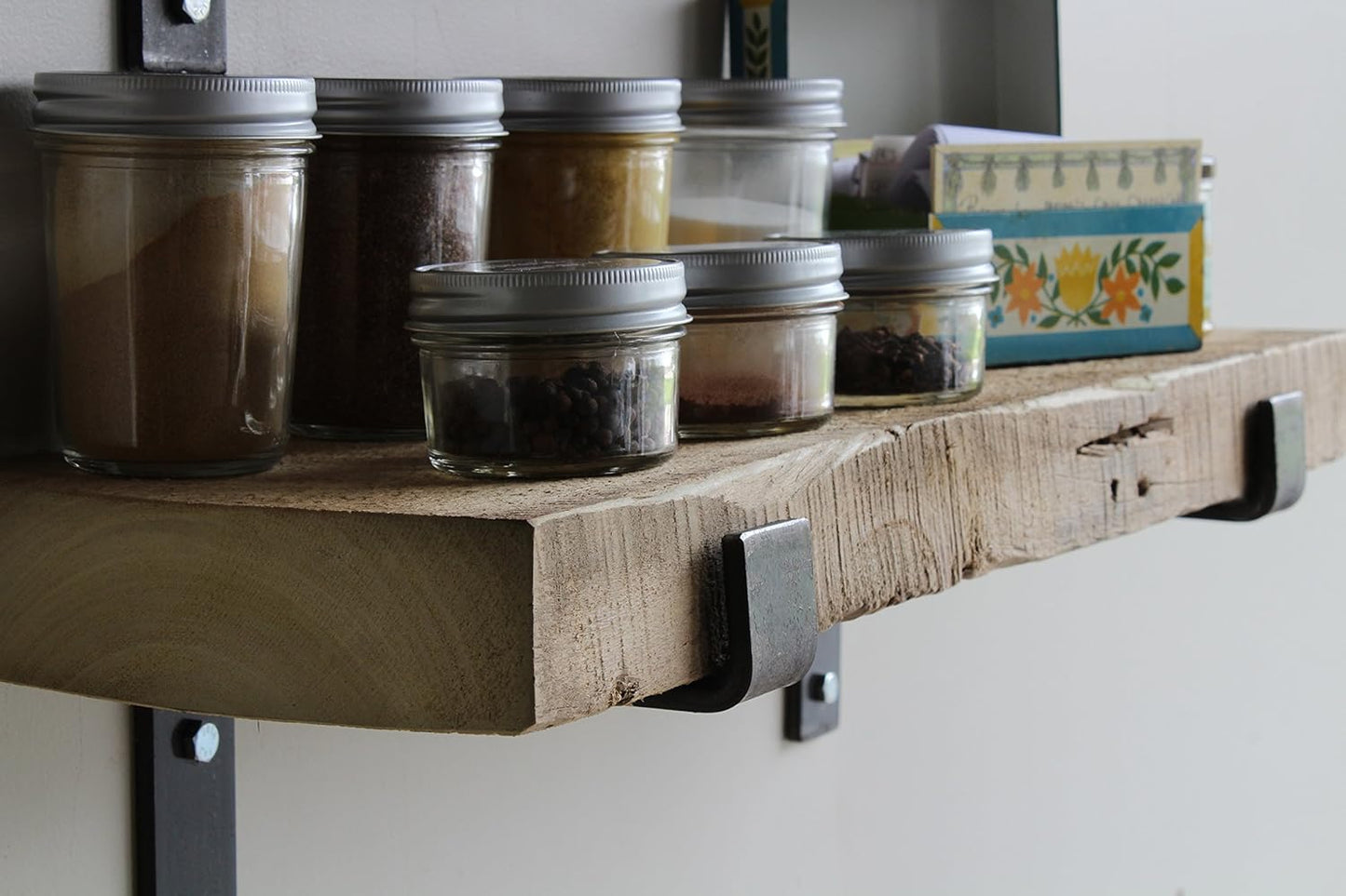 Urban Legacy Accent Shelves | Reclaimed Barn Plank | Set of 2 with Full Brackets (Natural 18"x 7"x 2")