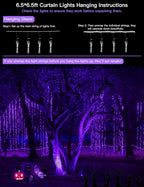 suddus Purple Curtain Lights for Halloween, 200 LED Hanging String Lights - Image 3