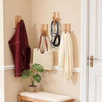 Wall Hooks for Small Space: Foldable Natural Wooden Coat Hooks 4Pack for - Image 8