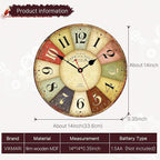 VIKMARI Clocks Battery Operated Wooden Wall Clock Retro Rustic Clock Decorative - Image 3