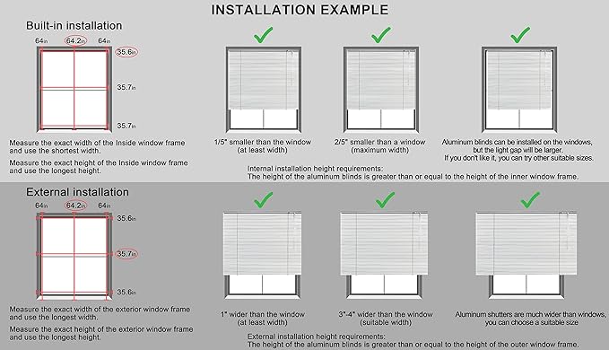 YIIBAII Mini Blinds Suitable for 39" W x 64" H Windows 1" Aluminum Horizontal - Image 7