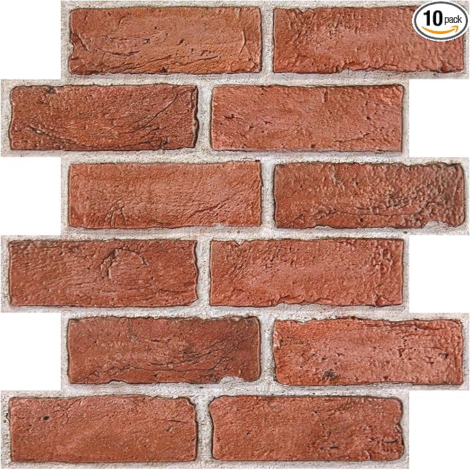 3D Faux Brick Wall Panels Peel and Stick, Small Brick-Look Textured Wall Sticker by SMOOSTIKCDECOR