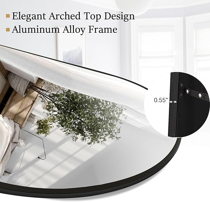 Rowjut 64"x21"Floor Mirror Arched Full Length Mirros, Mirror Floor Length - Image 5