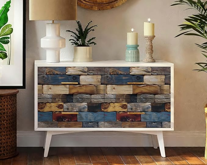 FLFK Vintage Wallpaper Peel and Stick Removable Wood Bricks Wallpaper 16" x - Image 6