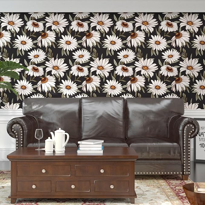 Laatse Boho Wallpaper Peel and Stick Dark Floral Contact Paper 17.5in x 118in - Image 8