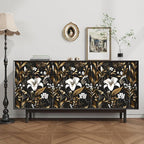 Laatse White Floral Wallpaper Peel and Stick, Dark Golden Botanical Wall Paper - Image 3