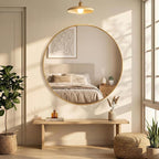 OLIXIS 30 Inch Gold Round Bathroom Wall Mirror, Round Bathroom Mirrors - Image 7