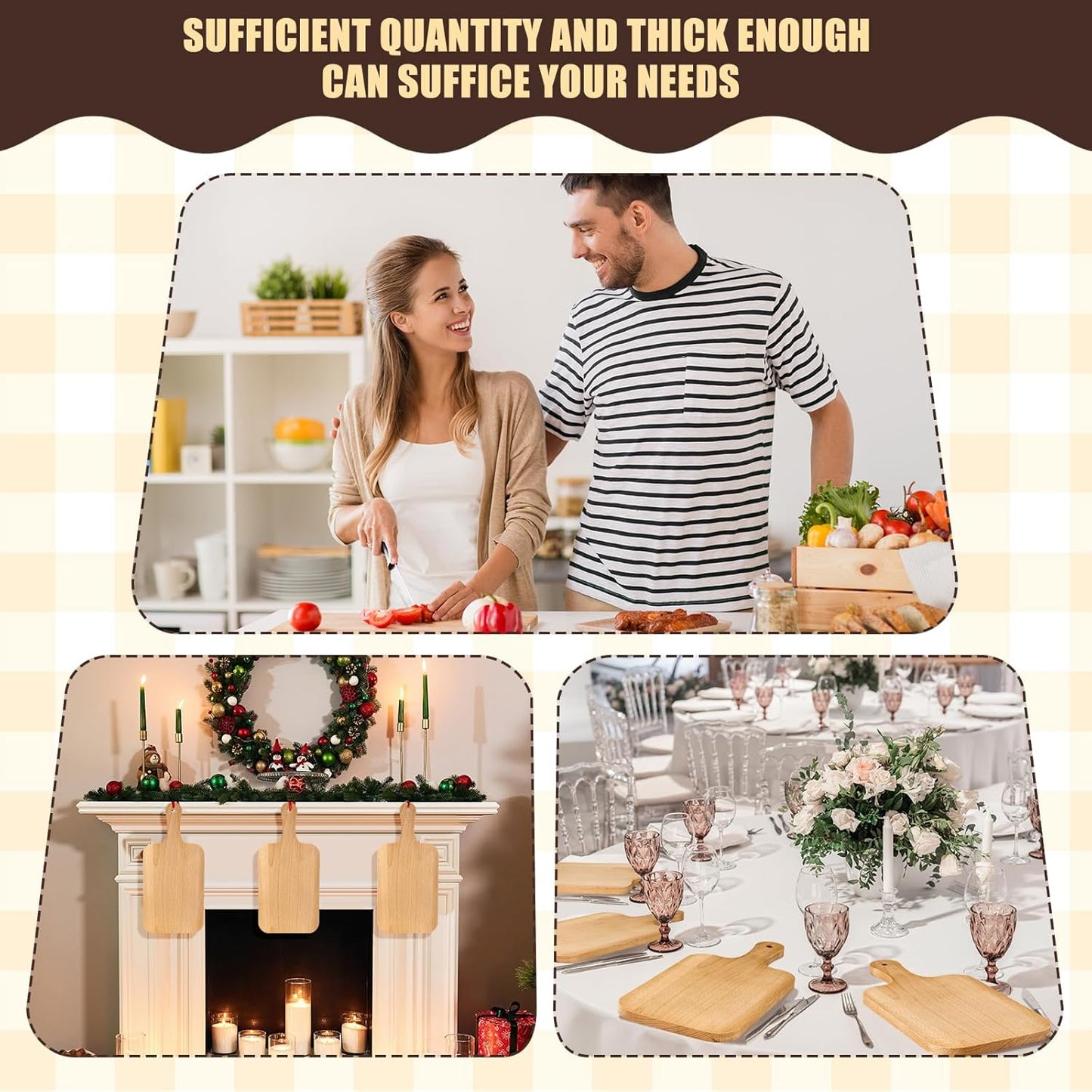 Lounsweer 6 Pcs Thicken Cutting Board Bulk Wood Board for Chopping Serving Charcuterie Material for Laser Engraving Mother' Day Wedding Housewarming Gift