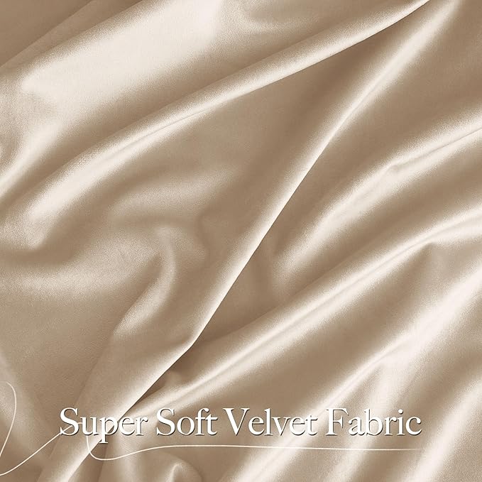 NICETOWN Beige Velvet Curtains Long Drapes, Living Room Office Luxury Bedroom - Image 2