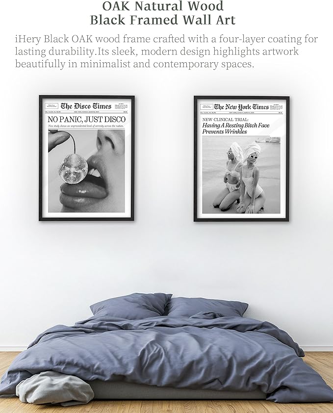 iHery Premium Natural Black OAK Wood 16x20in No Panic Just Disco Trendy Framed - Image 5