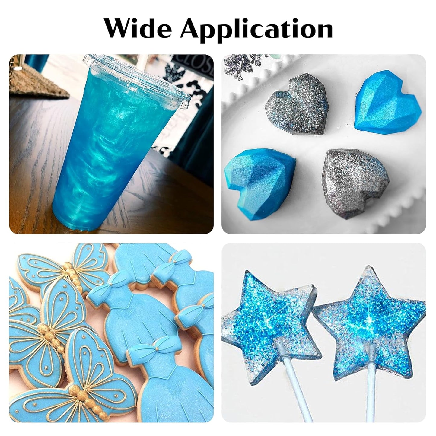 Blue Edible Glitter for Cocktails - 6g Blue Luster Dust Edible Drink Glitter Food Grade Metallic Shimmer Powder Sprinkles for Beverage Cake Chocolate Candy