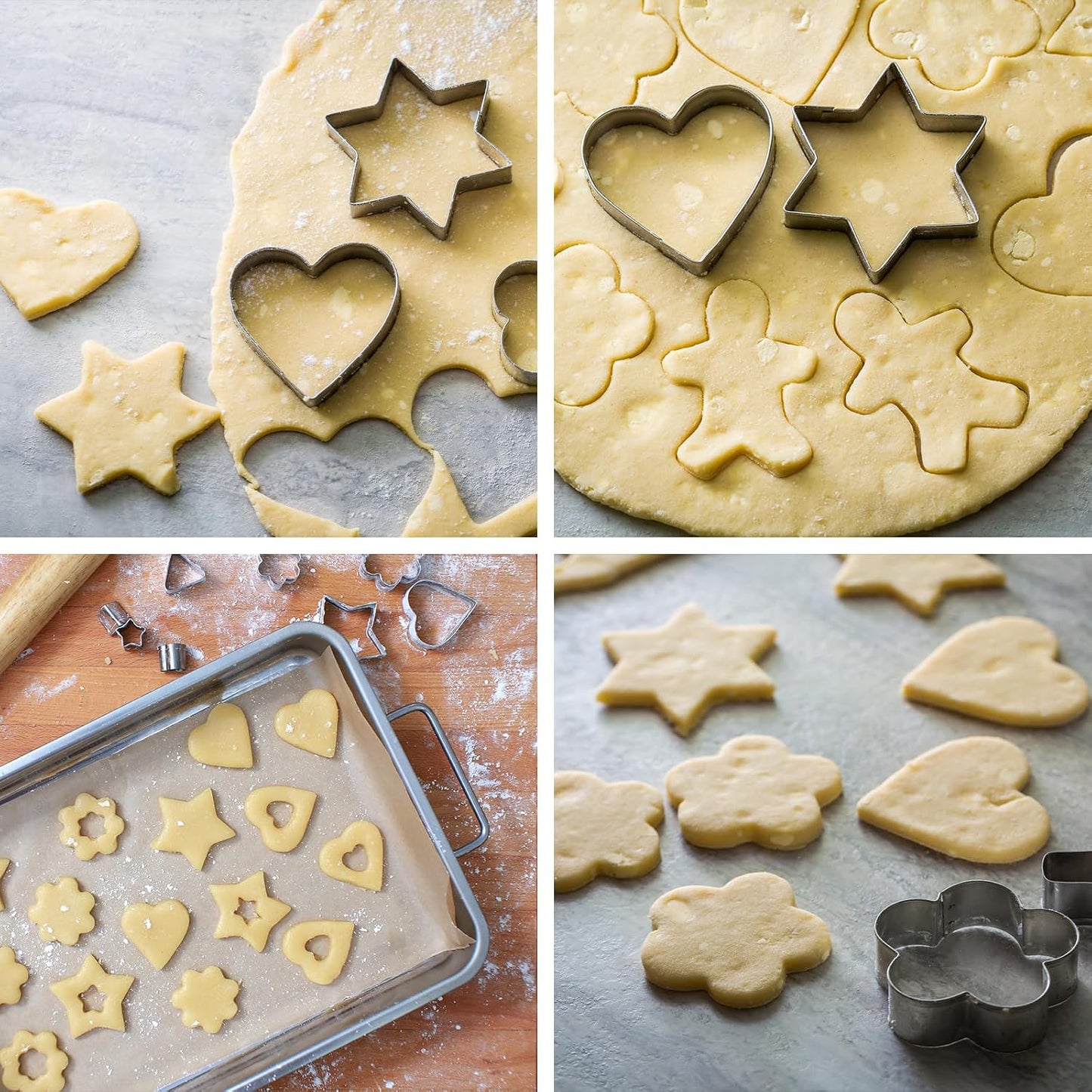 Metal Cookie Cutters Set 24 Pieces, Cookie Cutter -Heart, Star, Round, Flower, Animals for Valentine'S Day Christmas Holiday
