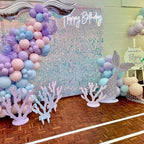 COKAOBE Rainbow Blue Shimmer Wall Backdrop 24PCS Square Sequin Shimmer Backdrop - Image 9