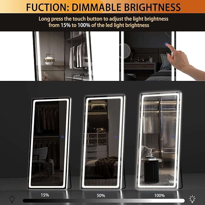 Hasipu Full Length Mirror with Lights, Full Body Dressing Standing, Hanging - Image 4