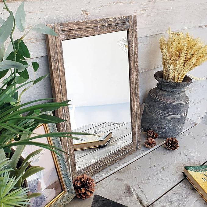 AAZZKANG Mirror with Wood Framed Rectangle Rustic Wall Mirrors Decor - Image 6