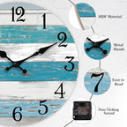 KECYET Wall Clock Battery Operated 12 Inch Outdoor Beach Style Blue Coastal - Image 5