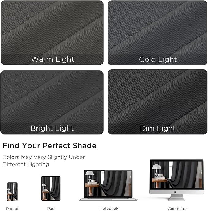 CUCRAF Dark Grey Blackout Curtains 45 inch Length 2 Panels Set, Rod Pocket Room - Image 4