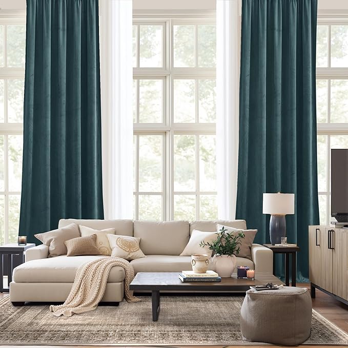 NICETOWN Greyish Blue Velvet Curtains and Drapes, Thermal Insulated Soft Window - Image 9