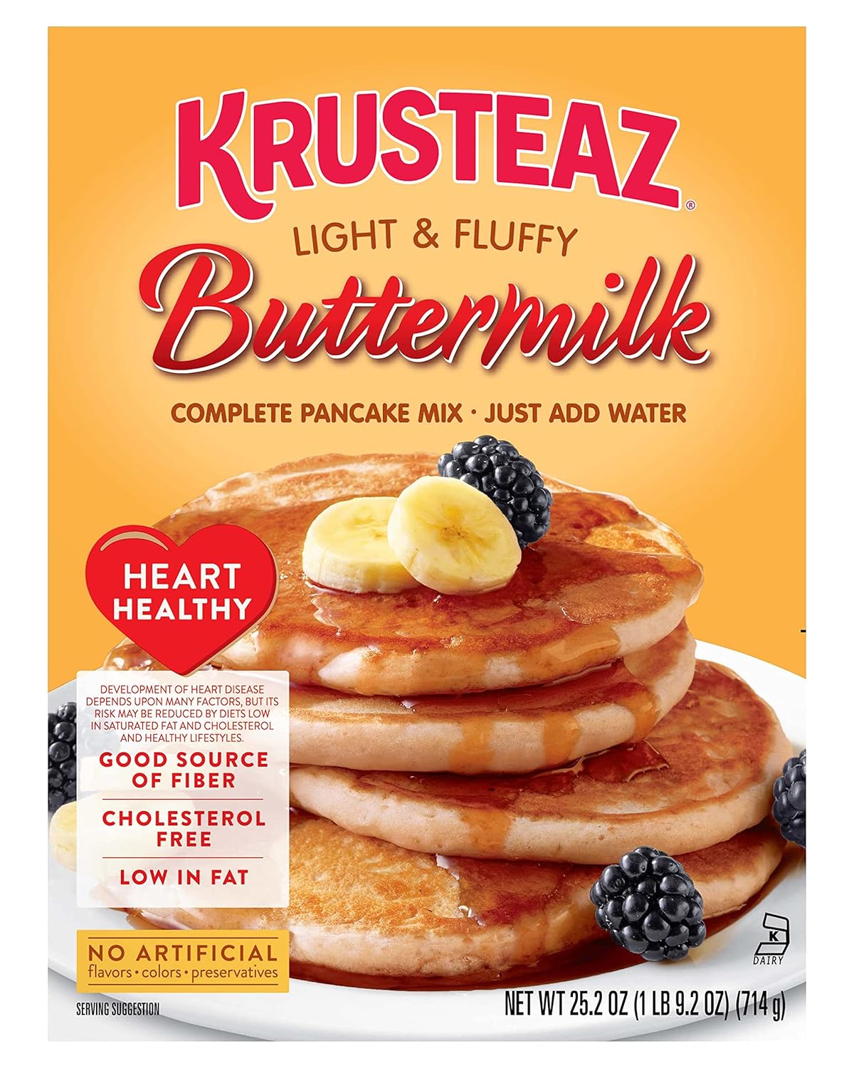 Krusteaz Heart Healthy Buttermilk Pancake Mix, 25.2 OZ (2-Pack)