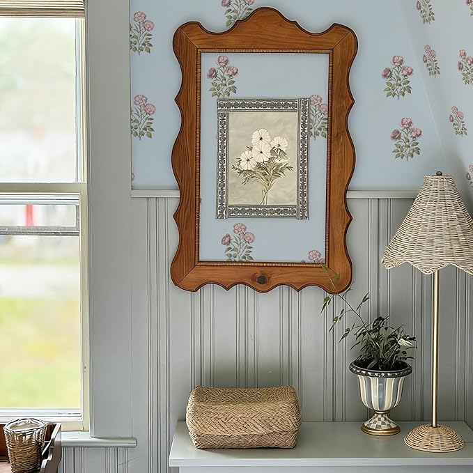 17.3" x 78.7" Vintage Blue Floral Wallpaper Peel and Stick Boho Wallpaper - Image 4