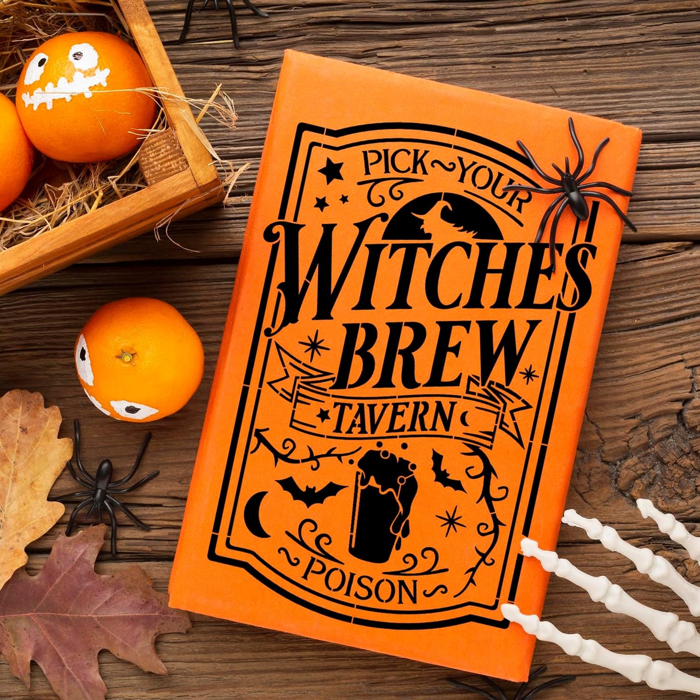 Halloween Stencils for Painting 11.7”x8.26” Reusable Halloween Stencil A4 Skeleton Witch Black Cats Draw Templates for Wood Signs Walls Windows Door Mat Fabrics