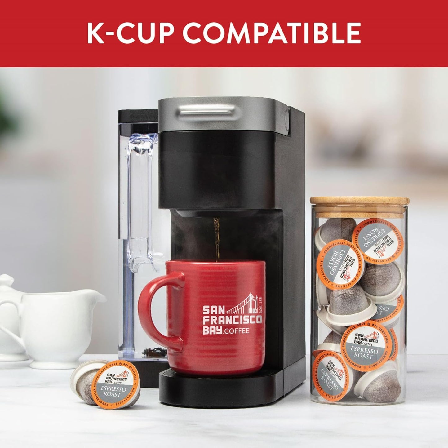 San Francisco Bay Compostable Coffee Pods - Espresso Roast (36 Ct) K Cup Compatible including Keurig 2.0, Dark Roast